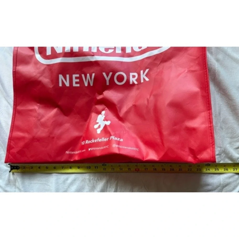 Nintendo New York 10 Rockefeller Plaza Reusable Tote Bag Red Large Mario NYC